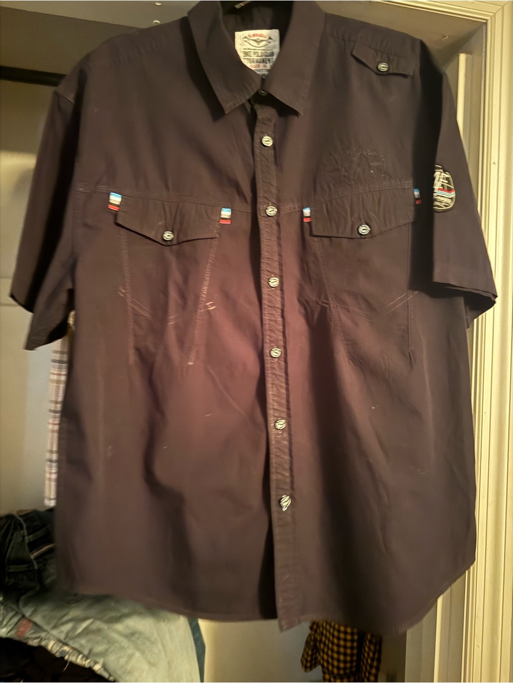 Marithe Francois Girbaud XL vintageMen's Short-Sleeve Button-Down Shirt in Navy